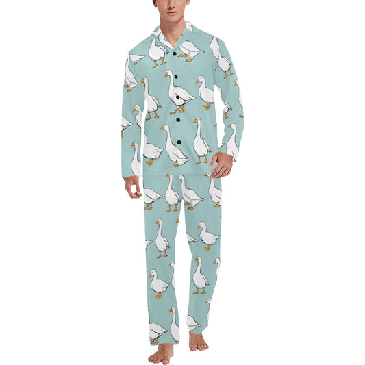 Goose Pattern Print Design 02 Men's Long Pajama Set