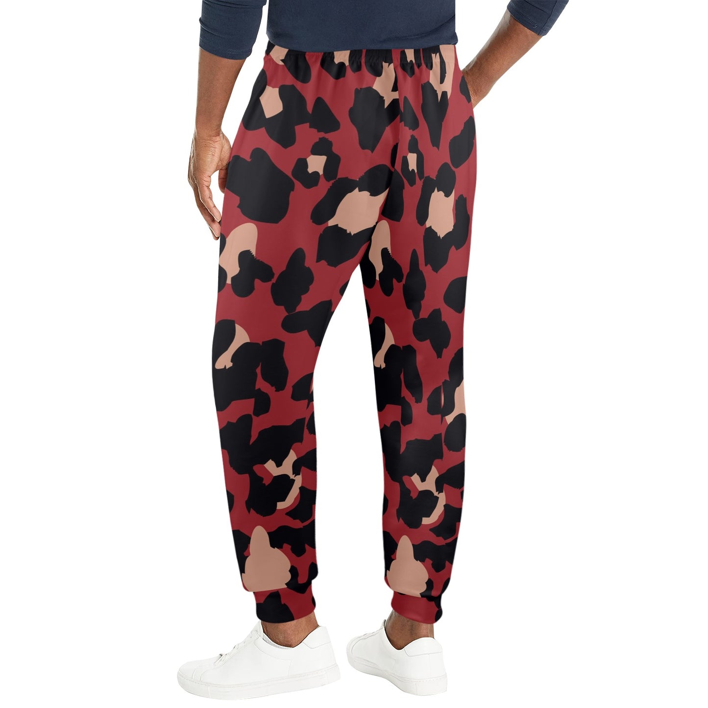 Cheetah Red Print Pattern Men's Casual Track Pants