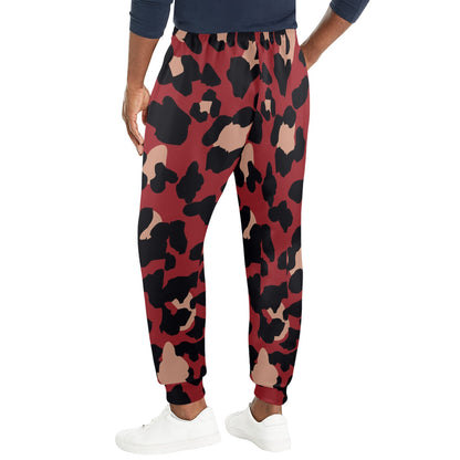 Cheetah Red Print Pattern Men's Casual Track Pants
