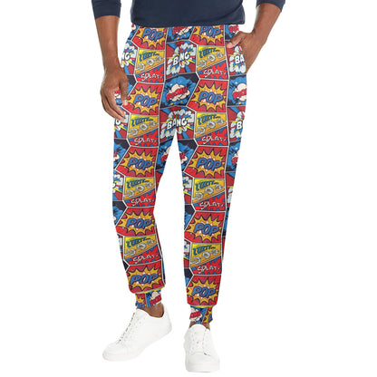 Comic Book Pattern Print Design 03 Men's Casual Track Pants