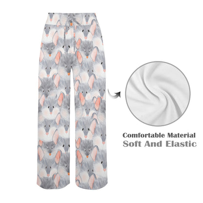 Rat Baby Pattern Print Design 02 Women's Wide Leg Lounge Pants