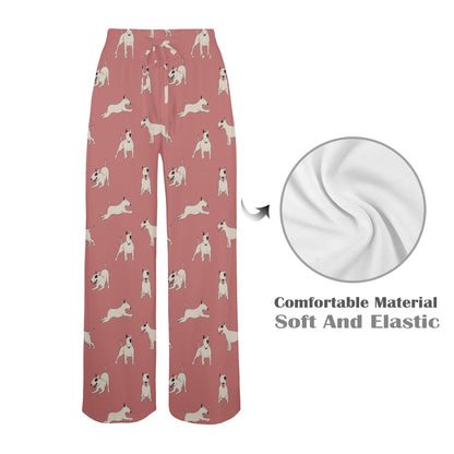 Bull Terriers Pattern Print Design 09 Women's Wide Leg Lounge Pants