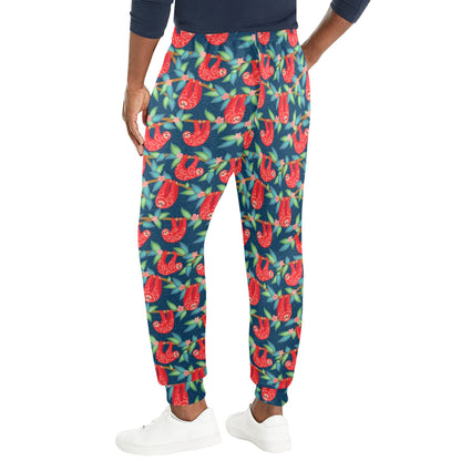 Sloth Red Design Themed Print Men's Casual Track Pants