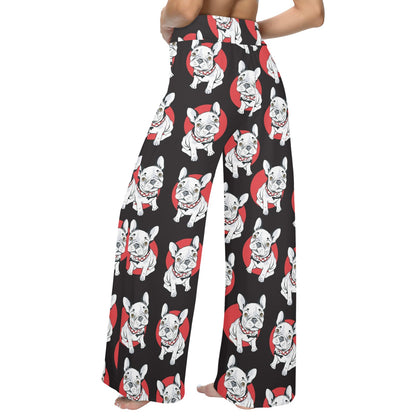 French Bulldogs Design Print Pattern JJ0222 Women's Wide Leg Lounge Pants