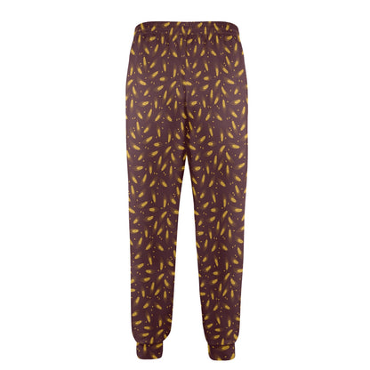 Agricultural Gold Wheat Print Pattern Men's Casual Track Pants