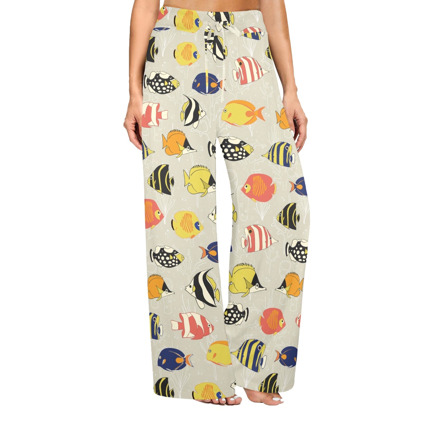 Angelfish Print Design LKS401 Women's Wide Leg Lounge Pants