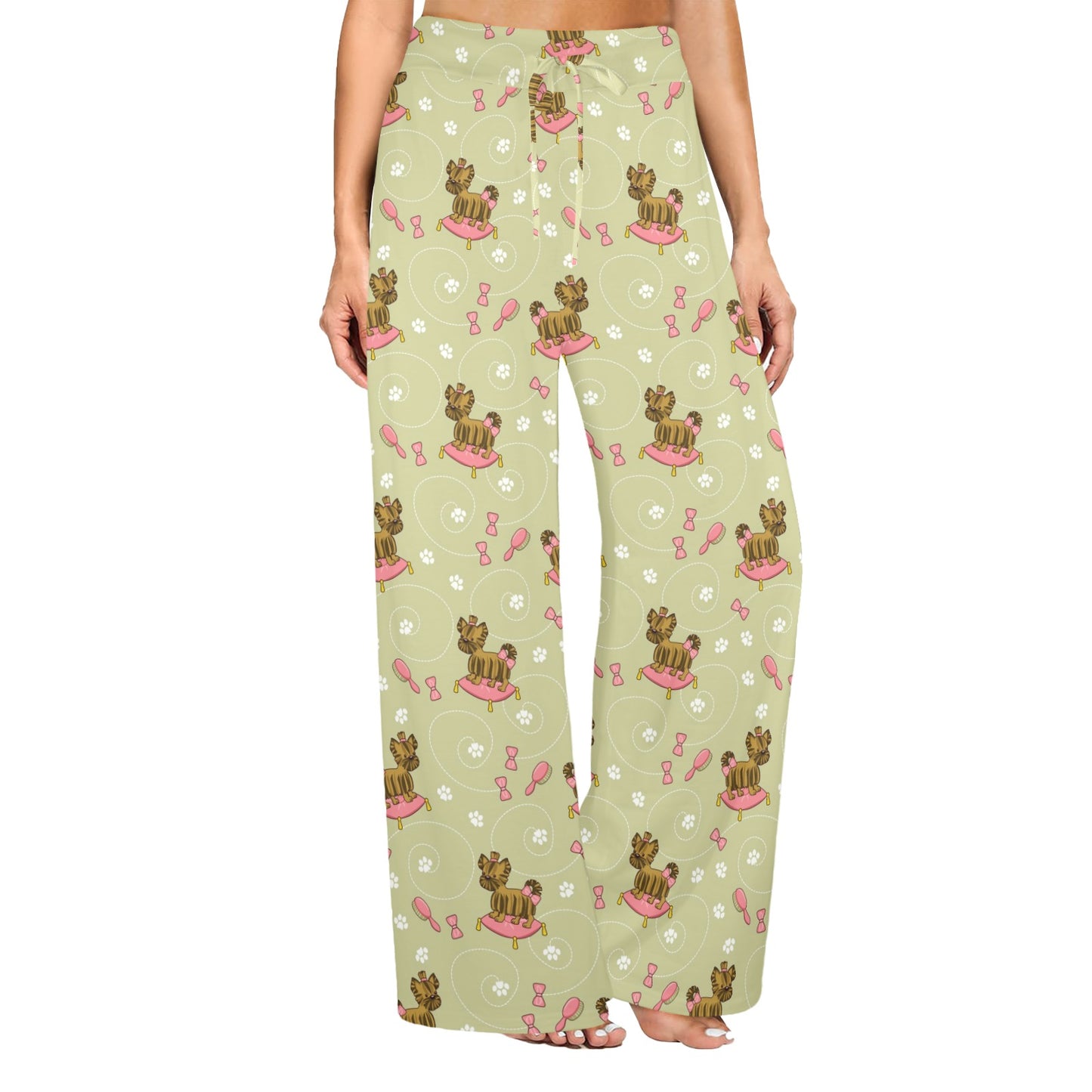 Yorkshire Cute Terriers Print Design LKS301 Women's Wide Leg Lounge Pants