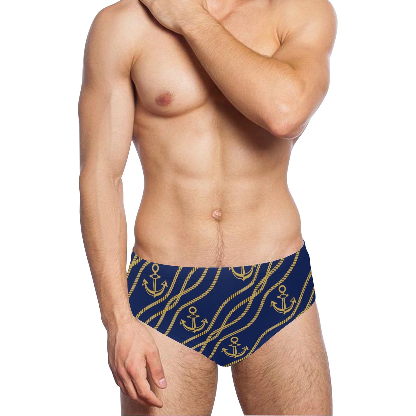 Nautical Anchor Rope Pattern Men's Swimming Briefs