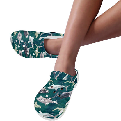 Shark Style Print Unisex Clogs Shoes