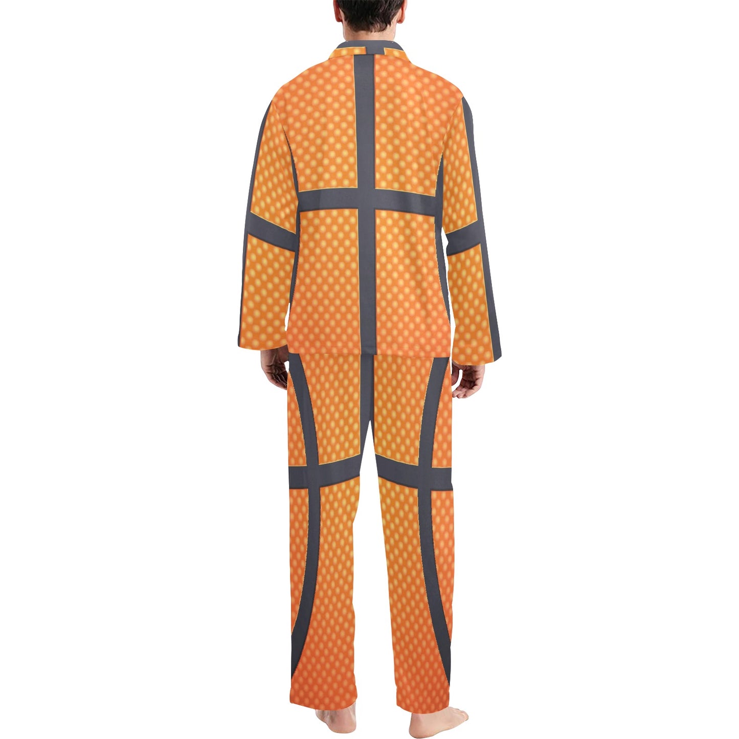 Basketball Texture Print Pattern Men's Long Pajama Set