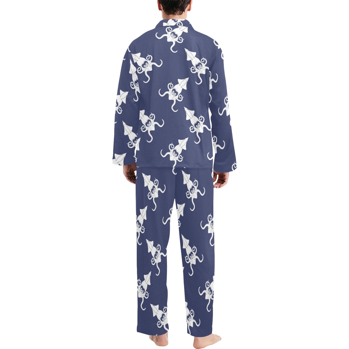 Giant Squid Pattern Print Design 02 Men's Long Pajama Set
