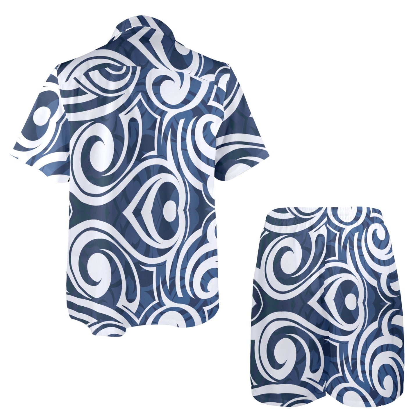 Maori Pattern Print Design 01 Men's Beach Shirt and Shorts Set