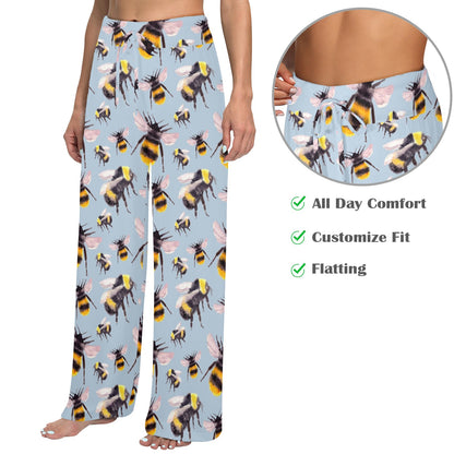 Bee Pattern Print Design BEE08 Women's Wide Leg Lounge Pants