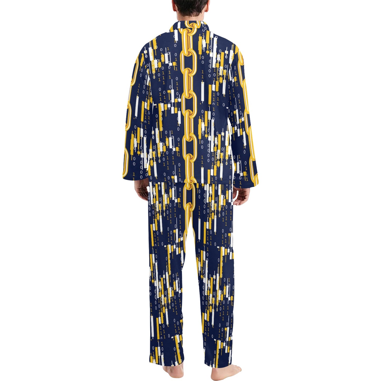 Cryptocurrency Chain Pattern Print Design 03 Men's Long Pajama Set