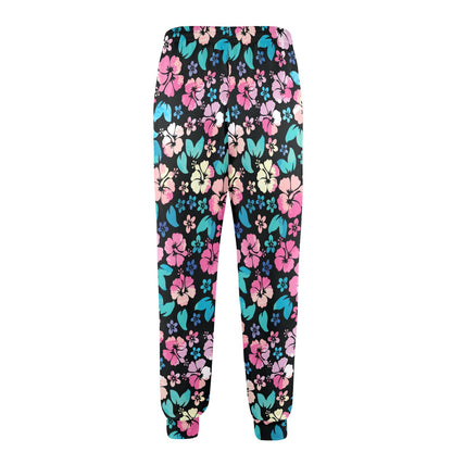 Pink Hibiscus Hawaiian Flower Men's Casual Track Pants