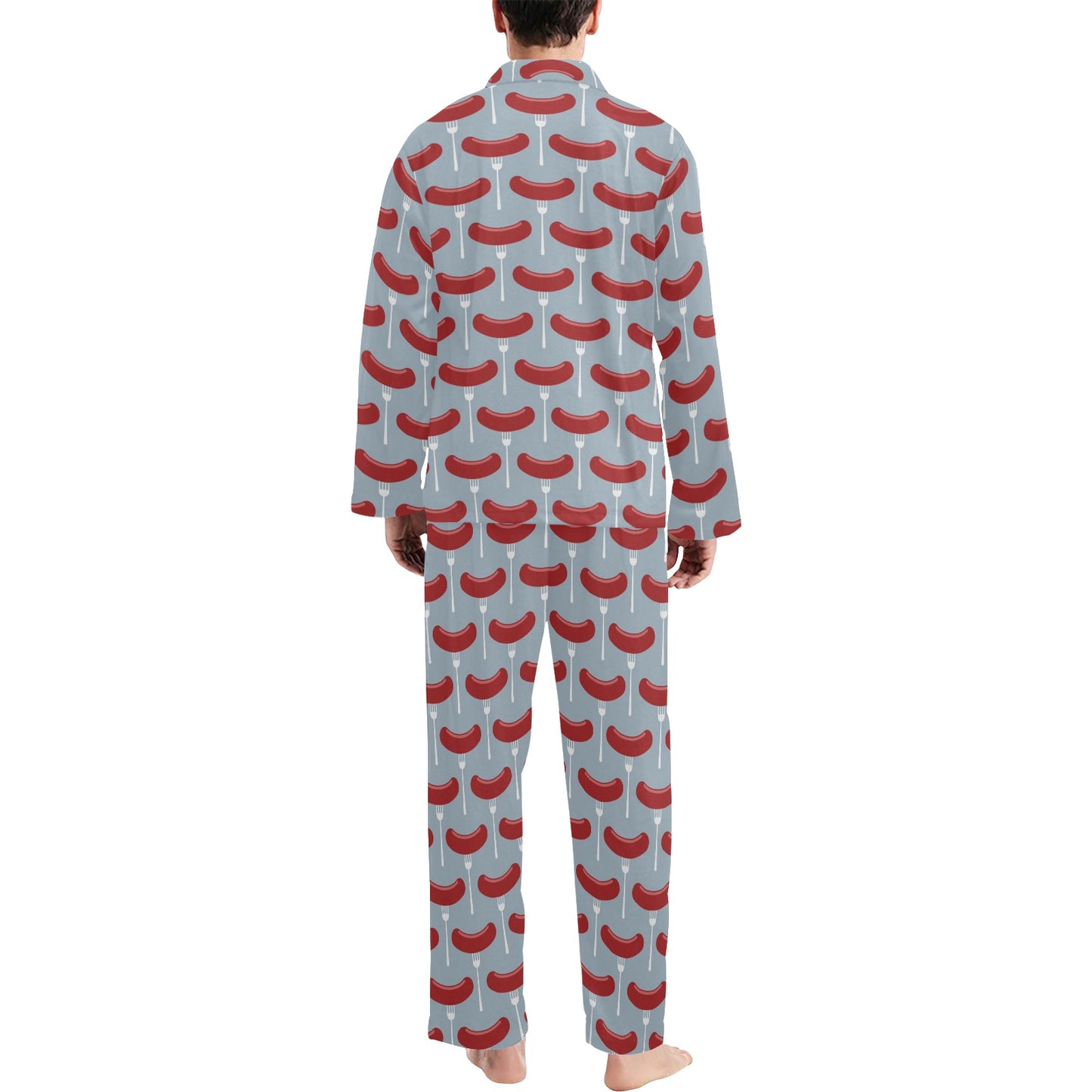 Sausage Print Design LKS301 Men's Long Pajama Set