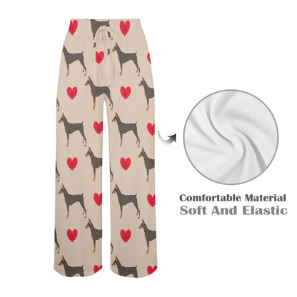 Doberman Pinschers Design Print Pattern JJ0113 Women's Wide Leg Lounge Pants
