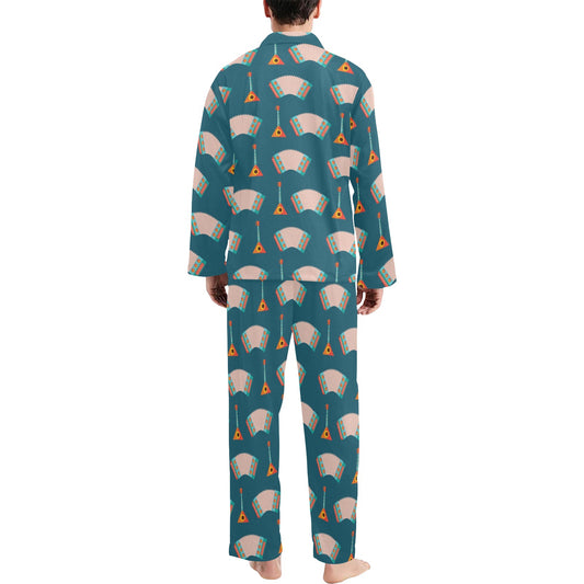 Accordion Print Design LKS402 Men's Long Pajama Set