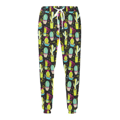 Cactus Neon Style Print Pattern Men's Sweatpants