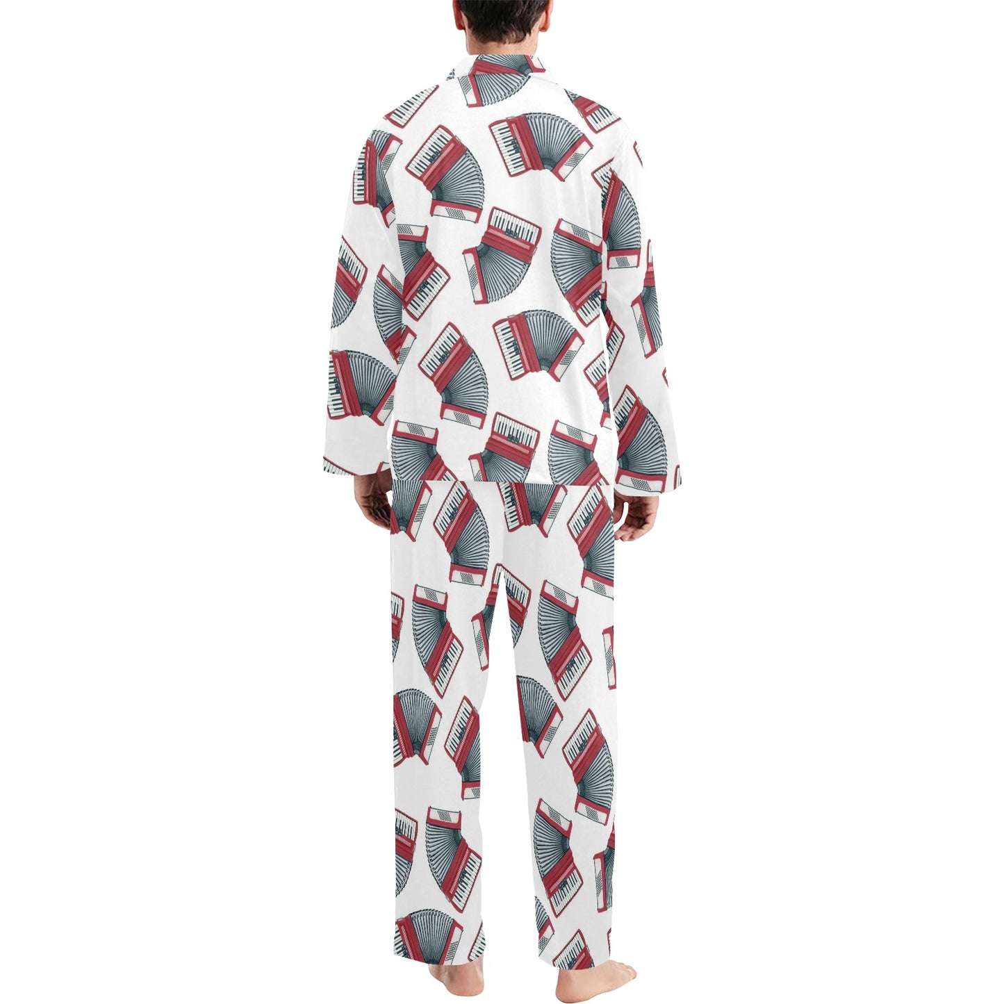 Accordion Pattern Print Design 03 Men's Long Pajama Set
