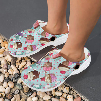 Cupcakes Fancy Heart Print Pattern Unisex Clogs Shoes