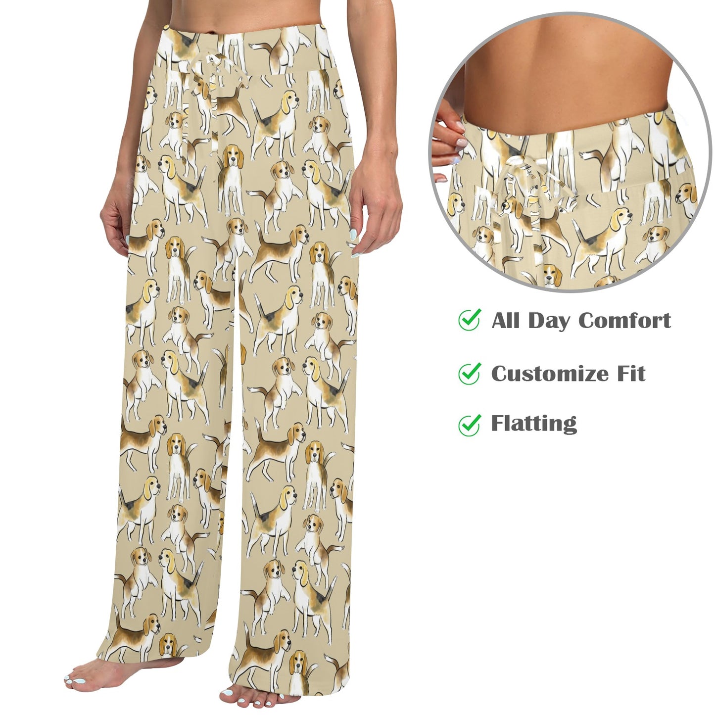 Beagle Pattern Print Design 04 Women's Wide Leg Lounge Pants