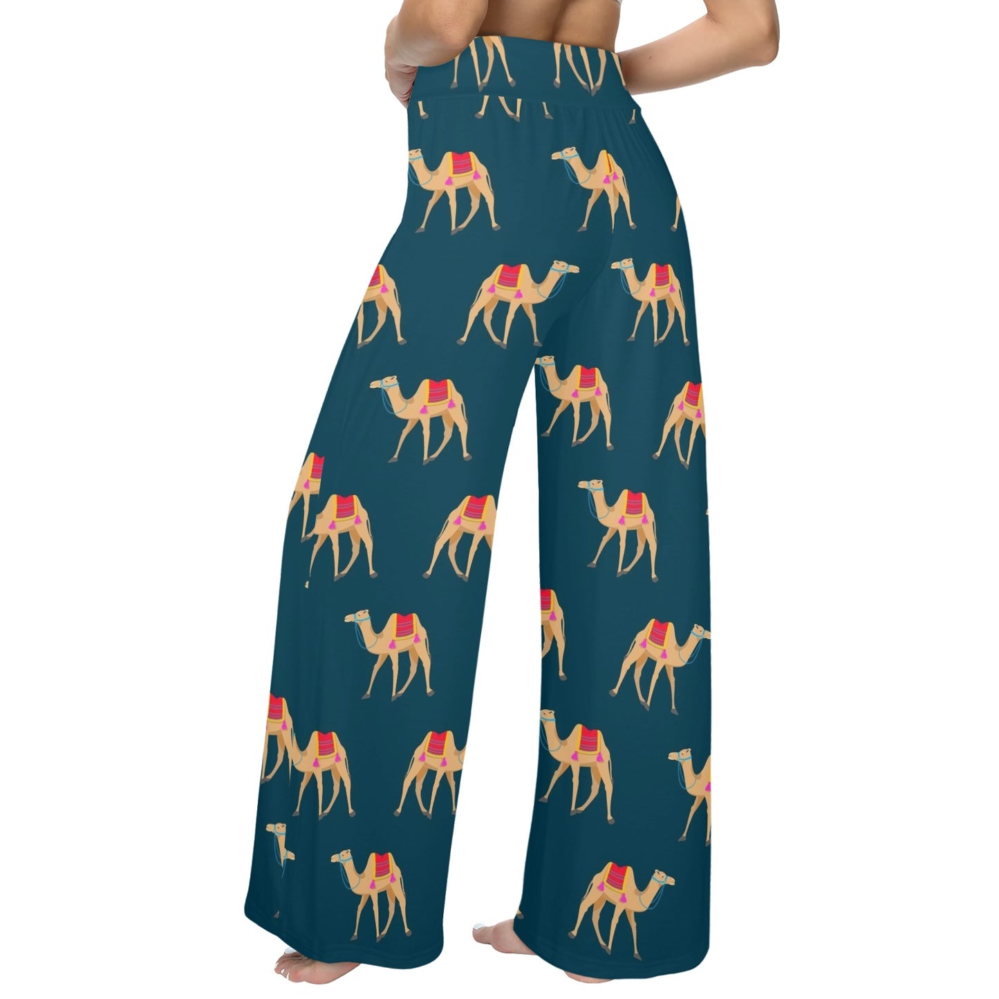 Camel Design Print Pattern JJ023 Women's Wide Leg Lounge Pants