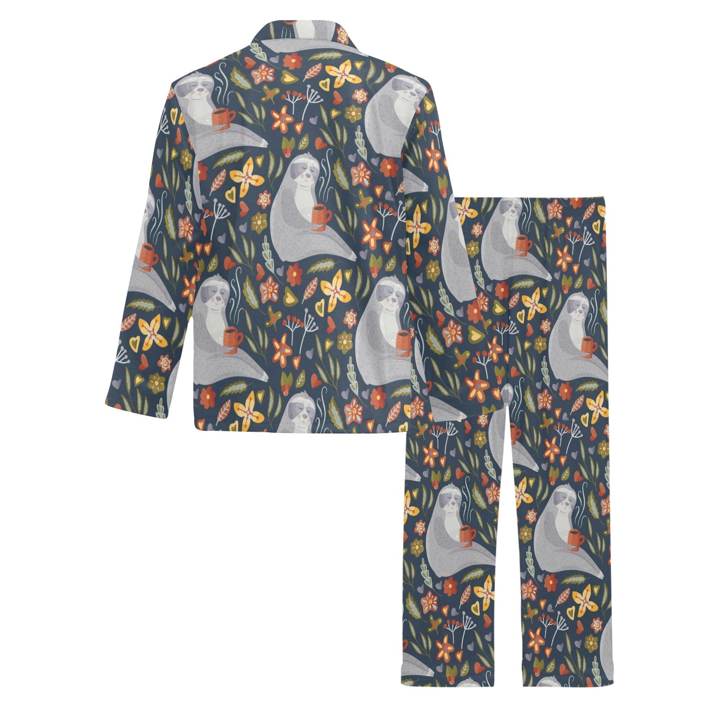 Sloth Print Design LKS303 Men's Long Pajama Set