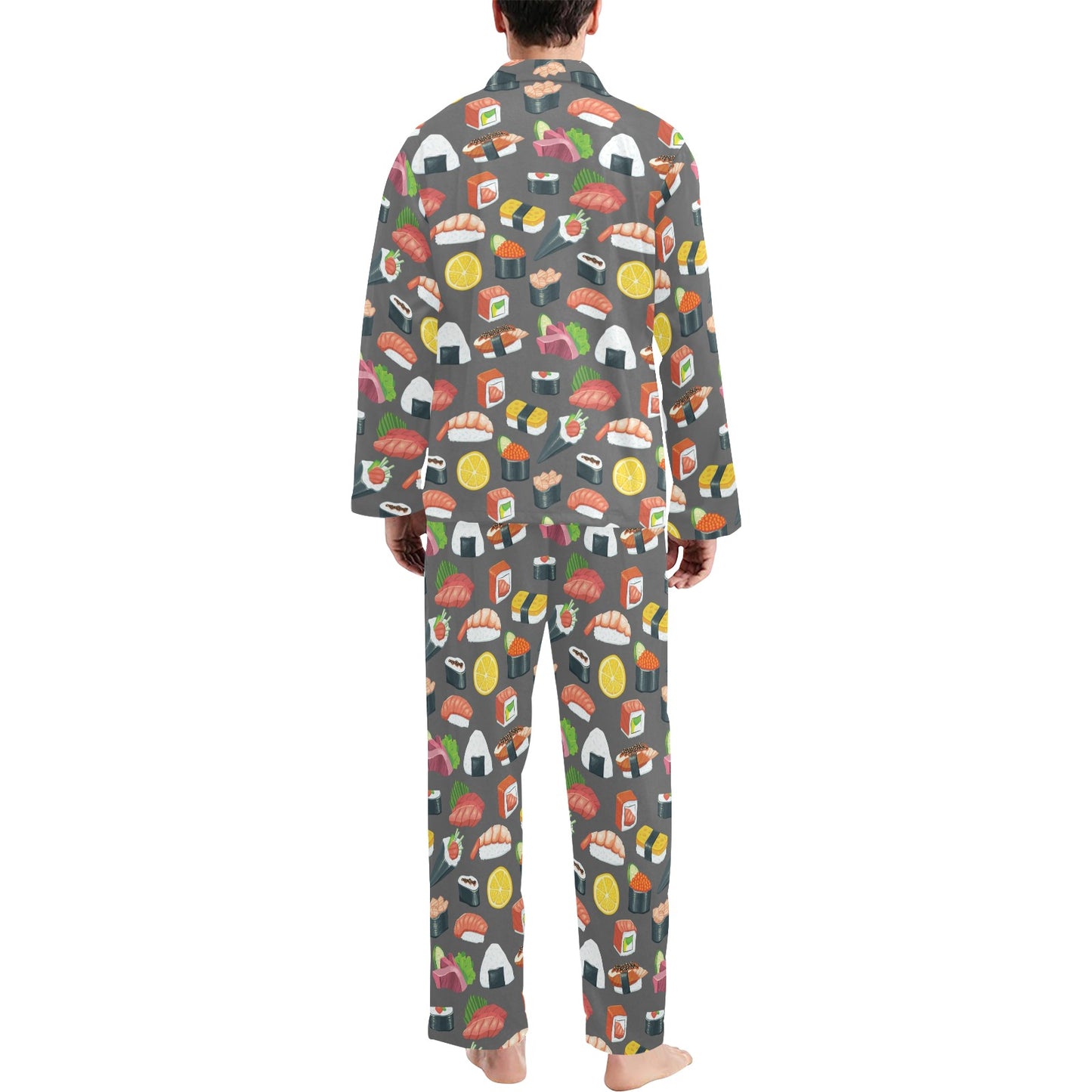 Sushi Pattern Print Men's Long Pajama Set