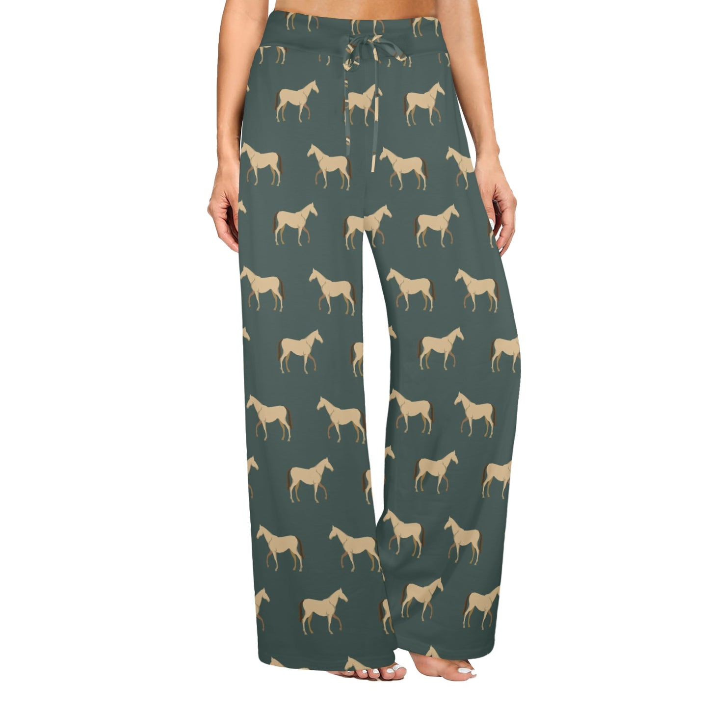 Horse Classic Themed Pattern Print Women's Wide Leg Lounge Pants