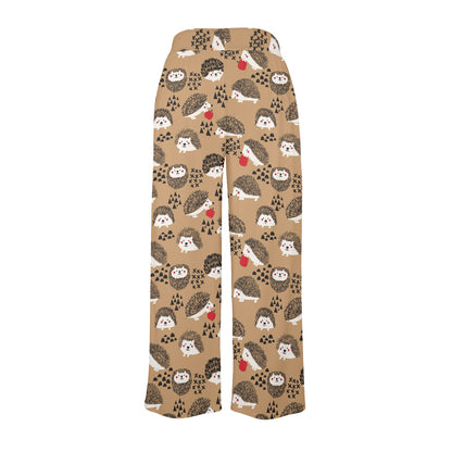 Hedgehog Print Design LKS403 Women's Wide Leg Lounge Pants