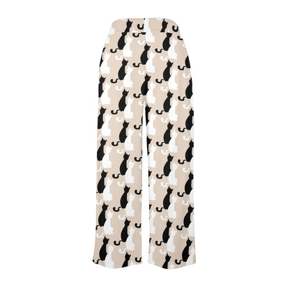Cat Pattern Print Design 04 Women's Wide Leg Lounge Pants