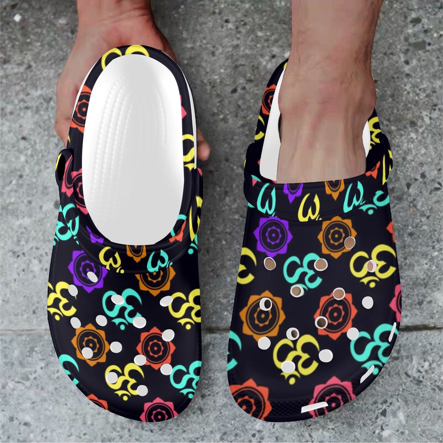 Chakra OM Print Pattern Unisex Clogs Shoes