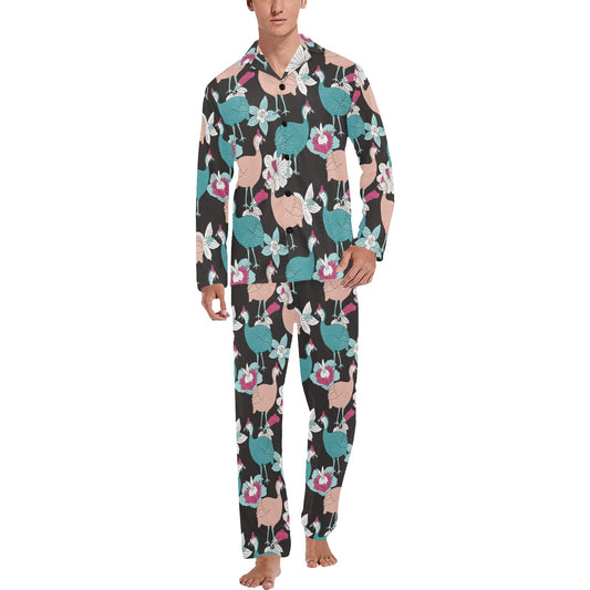 Guinea Fowl Pattern Print Design 03 Men's Long Pajama Set