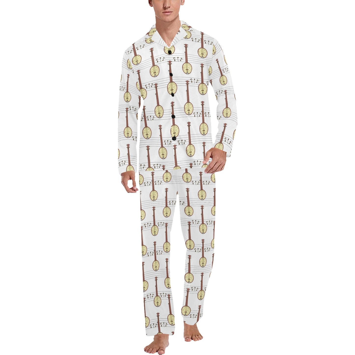 Banjo Print Design LKS402 Men's Long Pajama Set