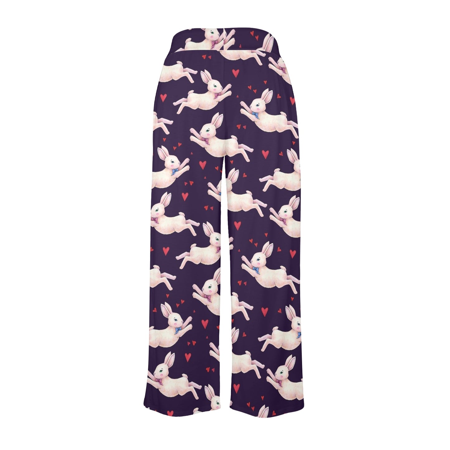 Rabbit Pattern Print Design RB016 Women's Wide Leg Lounge Pants