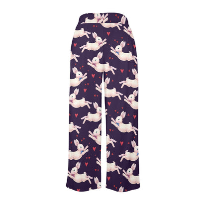 Rabbit Pattern Print Design RB016 Women's Wide Leg Lounge Pants