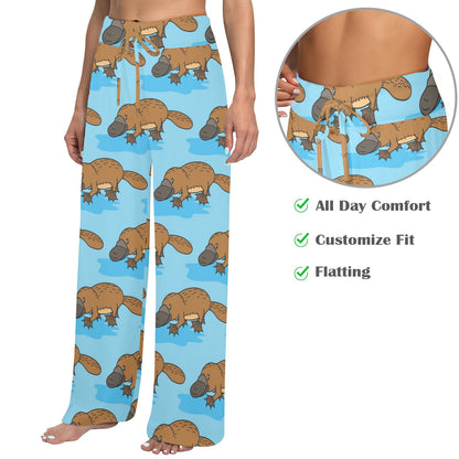 Platypus Pattern Print Design A02 Women's Wide Leg Lounge Pants