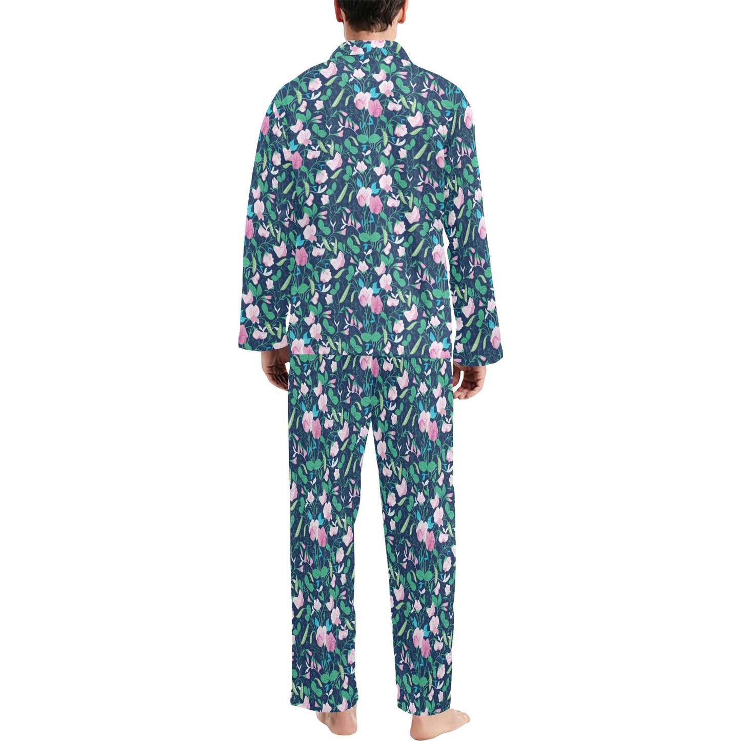 Sweet Pea Print Design LKS303 Men's Long Pajama Set