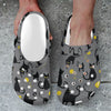 Black Cat Yellow Yarn Print Pattern Unisex Clogs Shoes