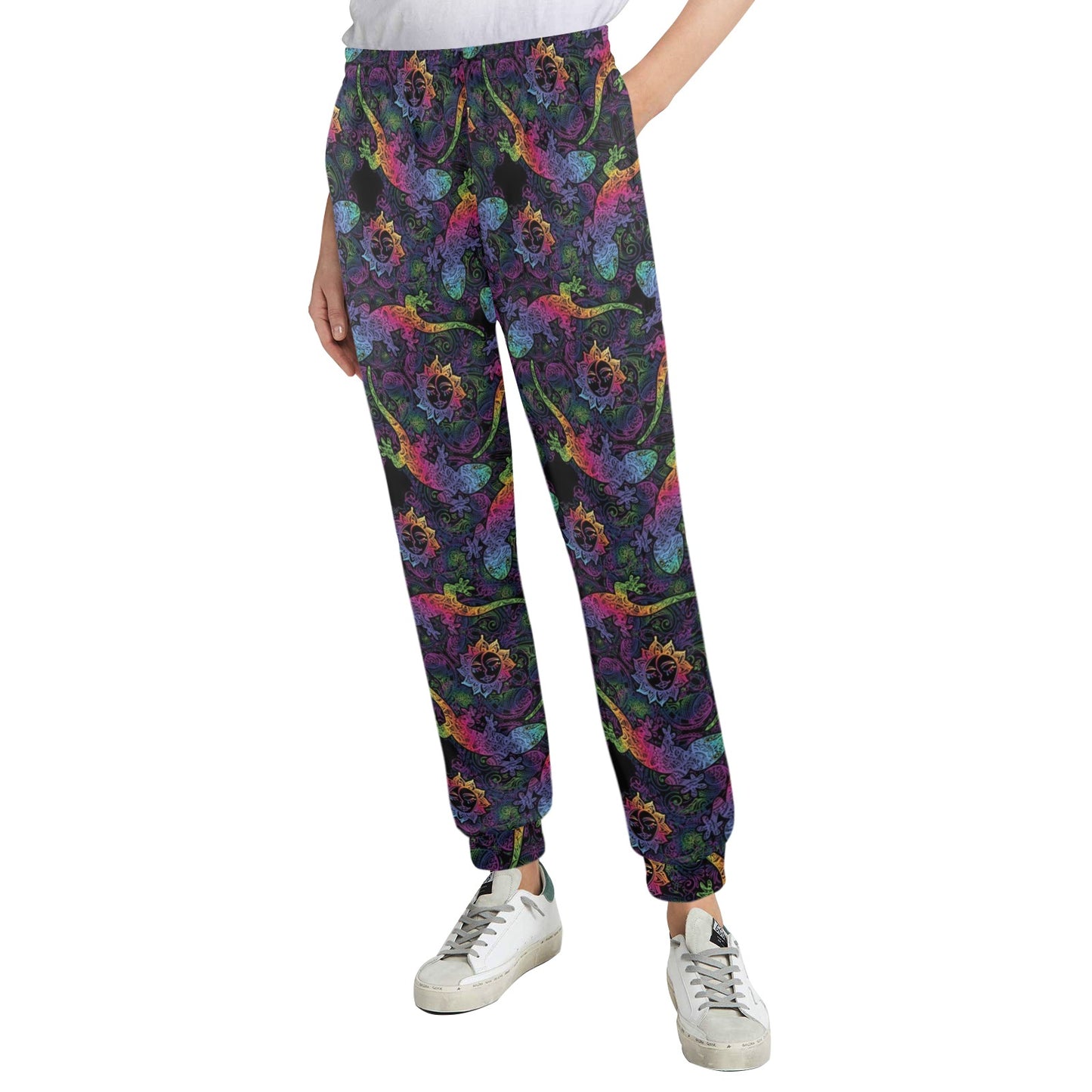 Gecko Rainbow Pattern Print Design 03 Women's Casual Track Pants