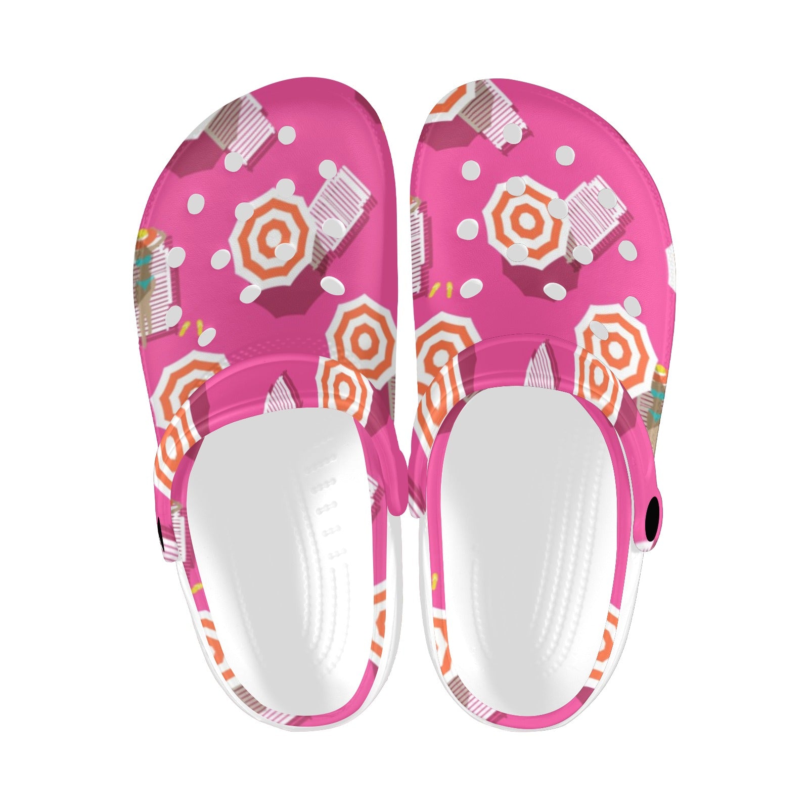 Beach Top View Umbrella Theme Unisex Clogs Shoes