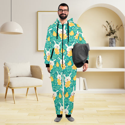Easter Eggs Pattern Print Design RB02 Hooded Fleece Onesie Pajama Jumpsuit