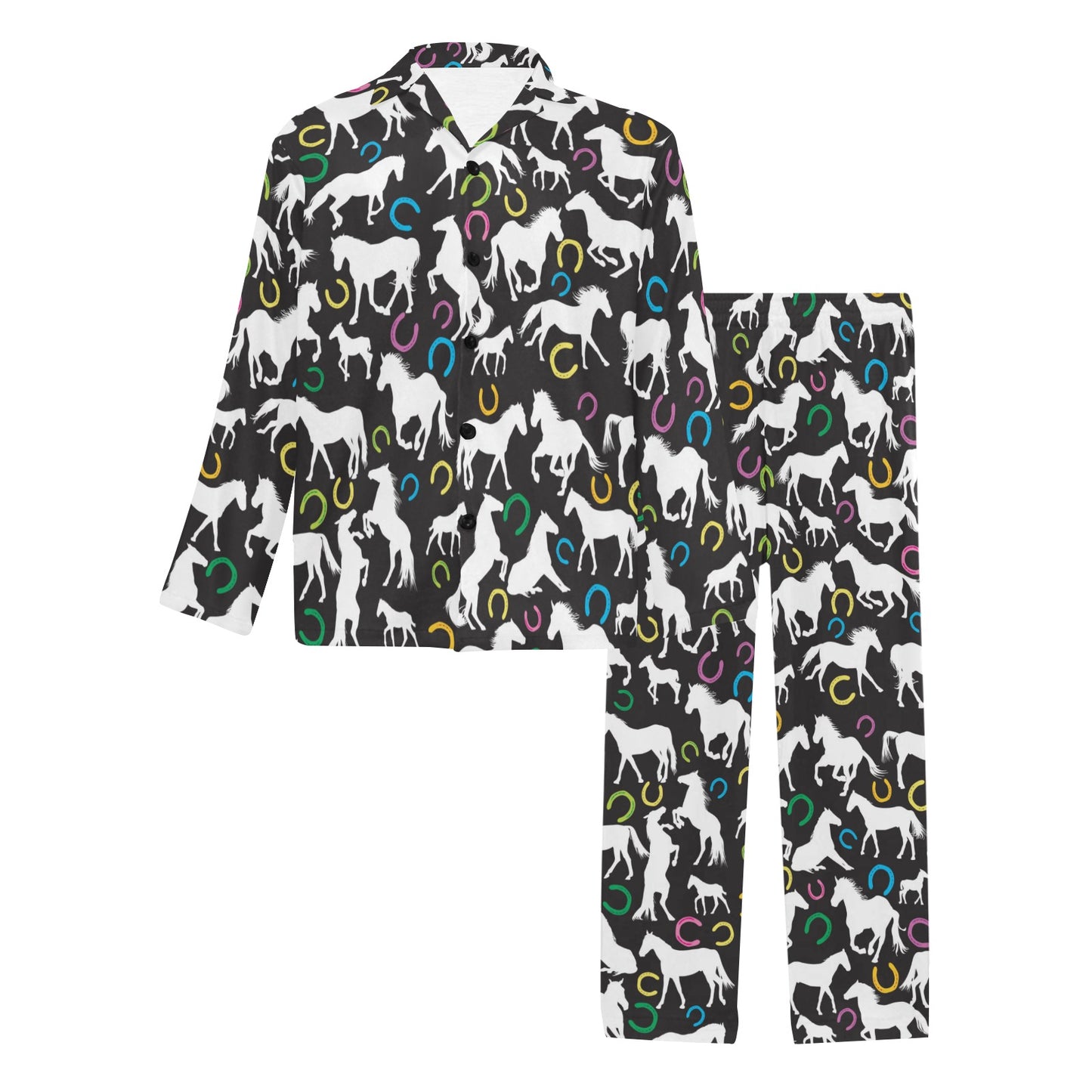 Horse Hoof Colorful Print Design LKS301 Men's Long Pajama Set