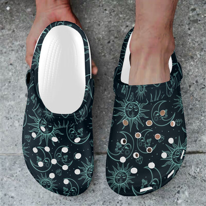 Sun Moon Magic Design Themed Print Unisex Clogs Shoes