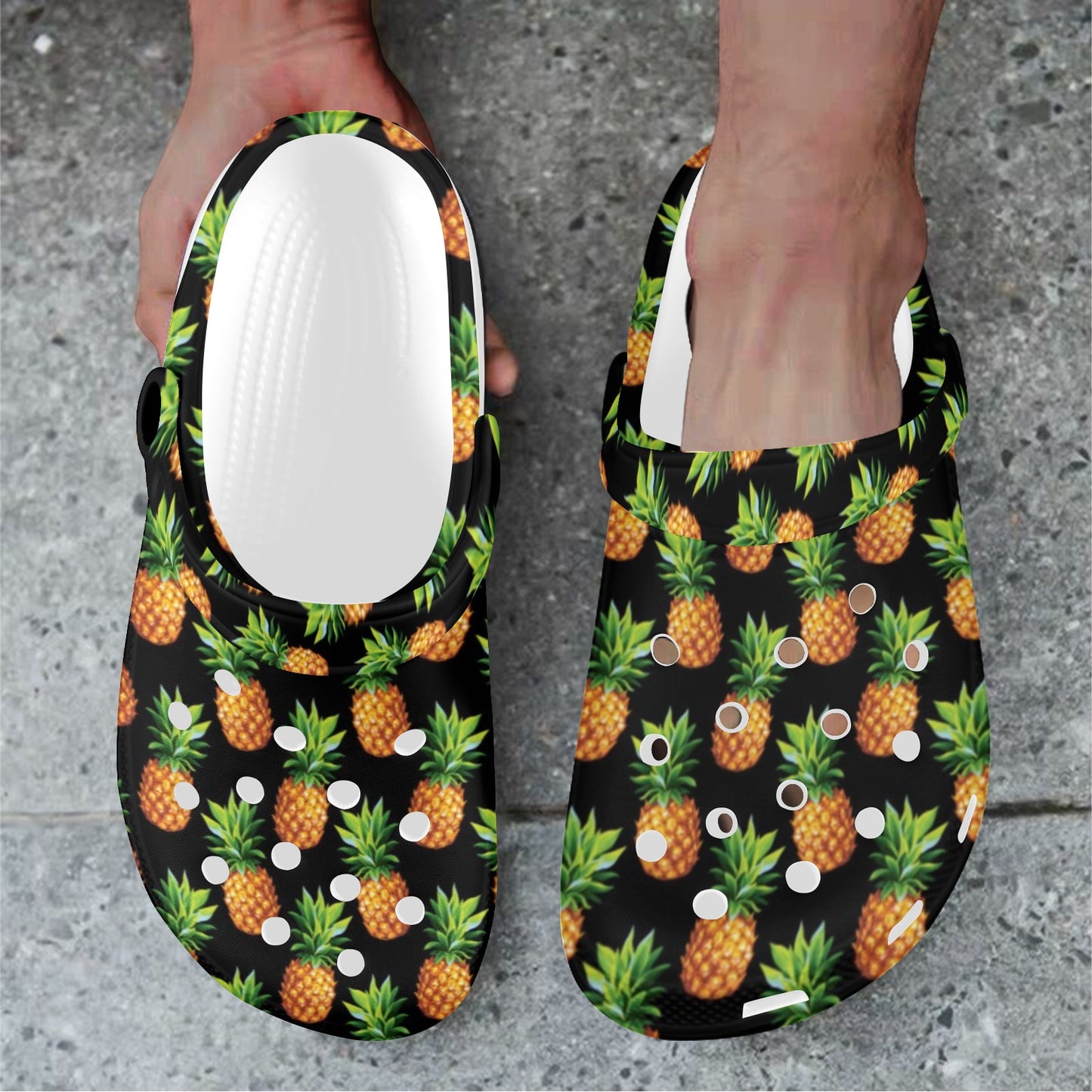 Pineapple Cute Print Design Pattern Unisex Clogs Shoes