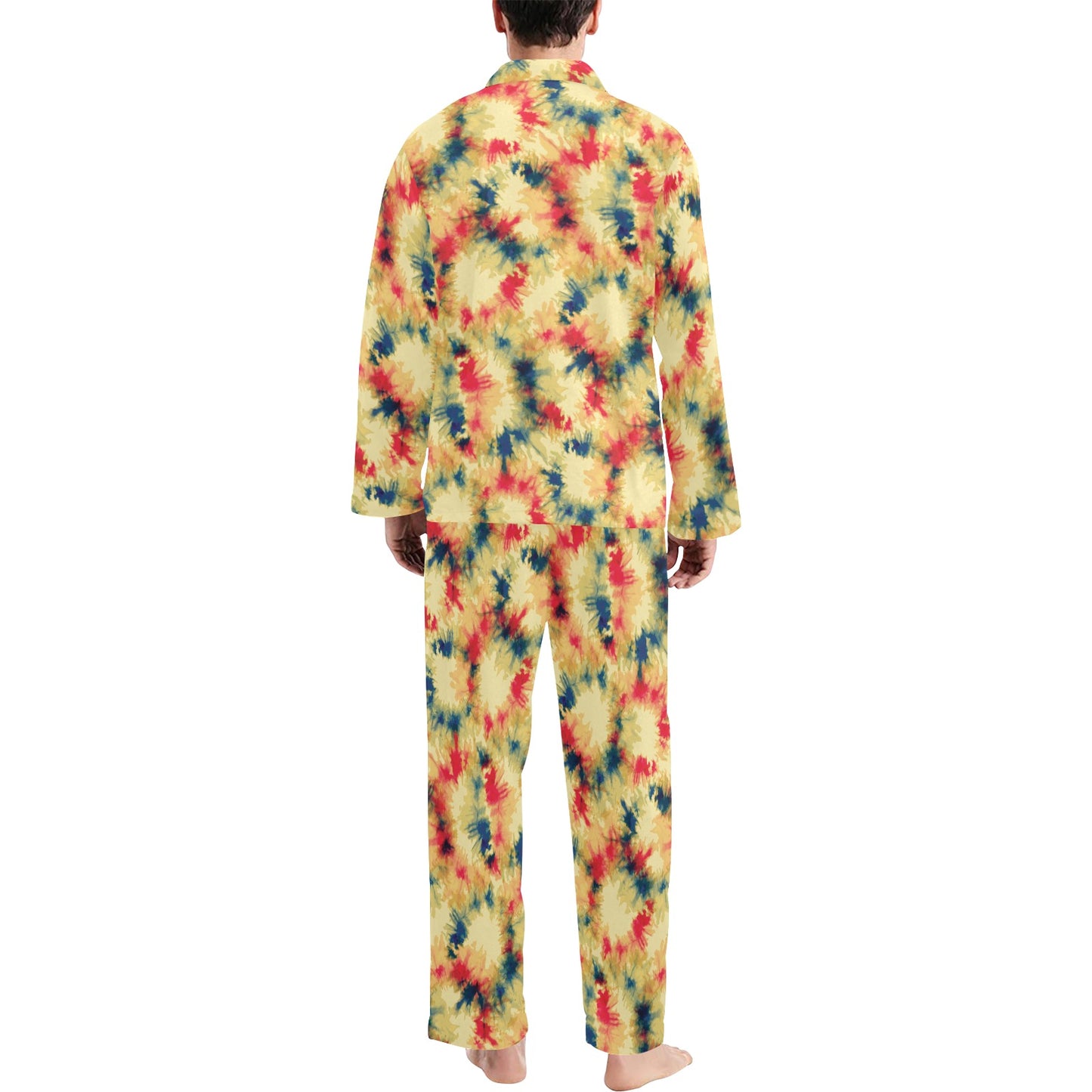 Tie Dye Print Design LKS302 Men's Long Pajama Set