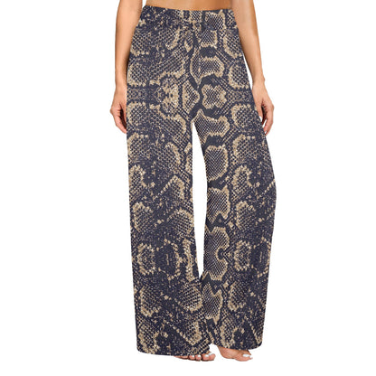 Snake Skin Pattern Print Women's Wide Leg Lounge Pants