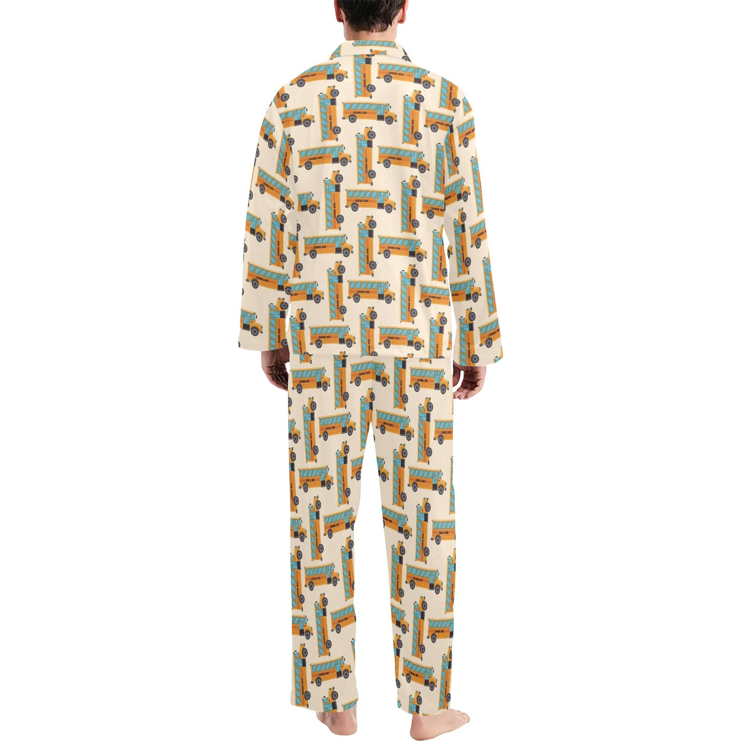 School Bus Print Design LKS305 Men's Long Pajama Set