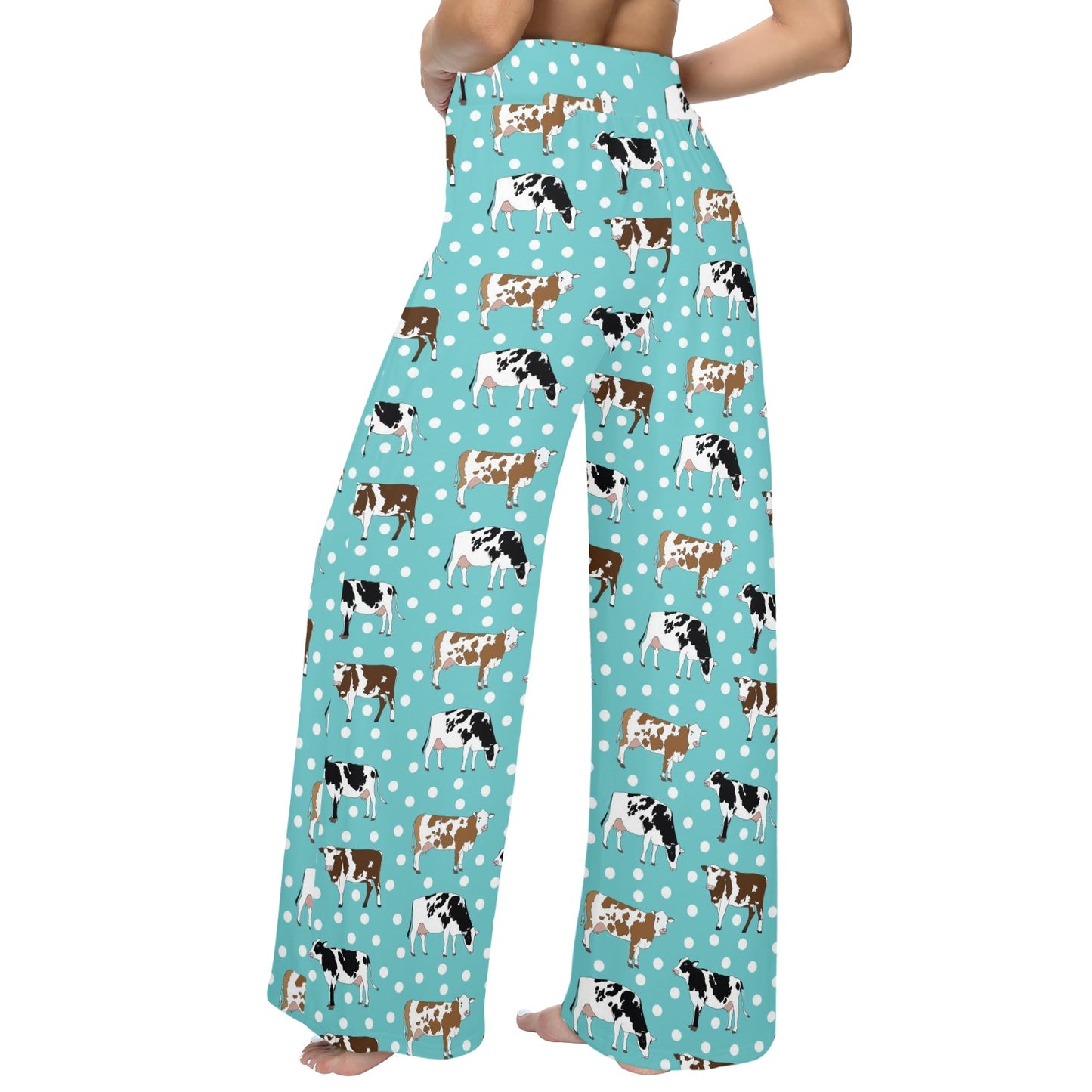 Cattle Print Design LKS405 Women's Wide Leg Lounge Pants